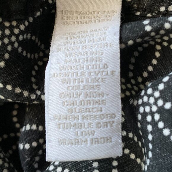 I. Magnin Cotton Button Down Top Sz M Black & White #94B - Picture 8 of 8